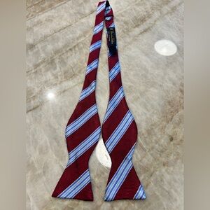 Brooks Brothers Silk Bow Tie Burgundy & Blue Striped | Adjustable Classic